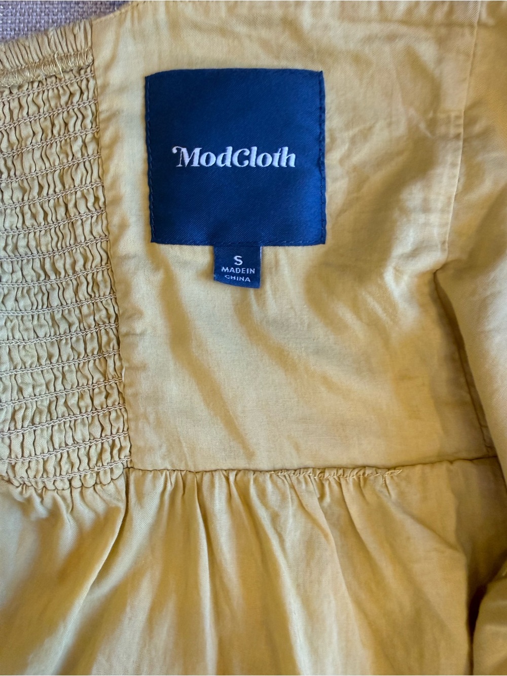 Modcloth Mustard Smocked Bodice midi dress. - Picture 7 of 7